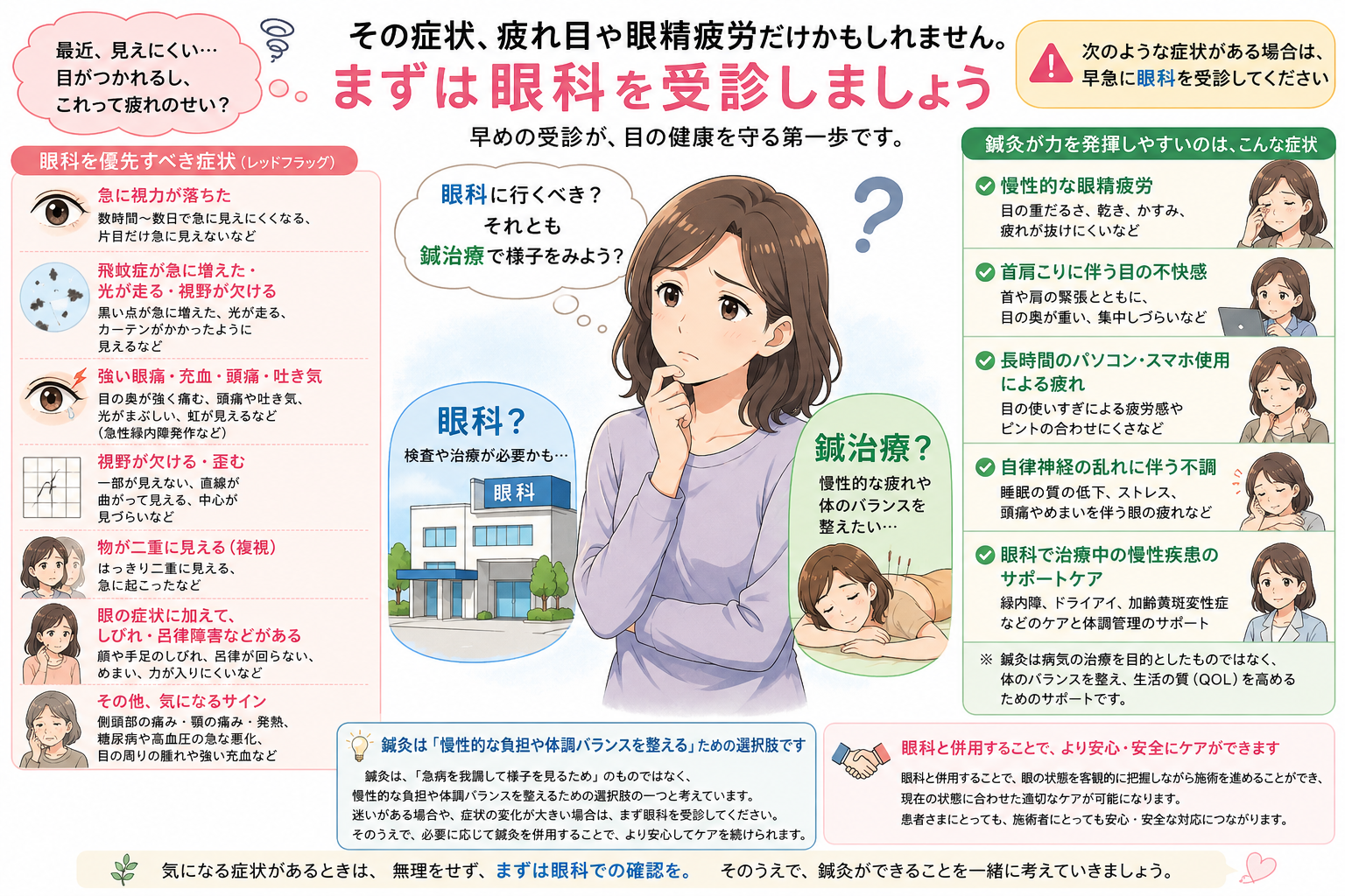 「疲れ目だと思っていたら…？」—鍼灸より先に眼科受診をおすすめしたい症状について