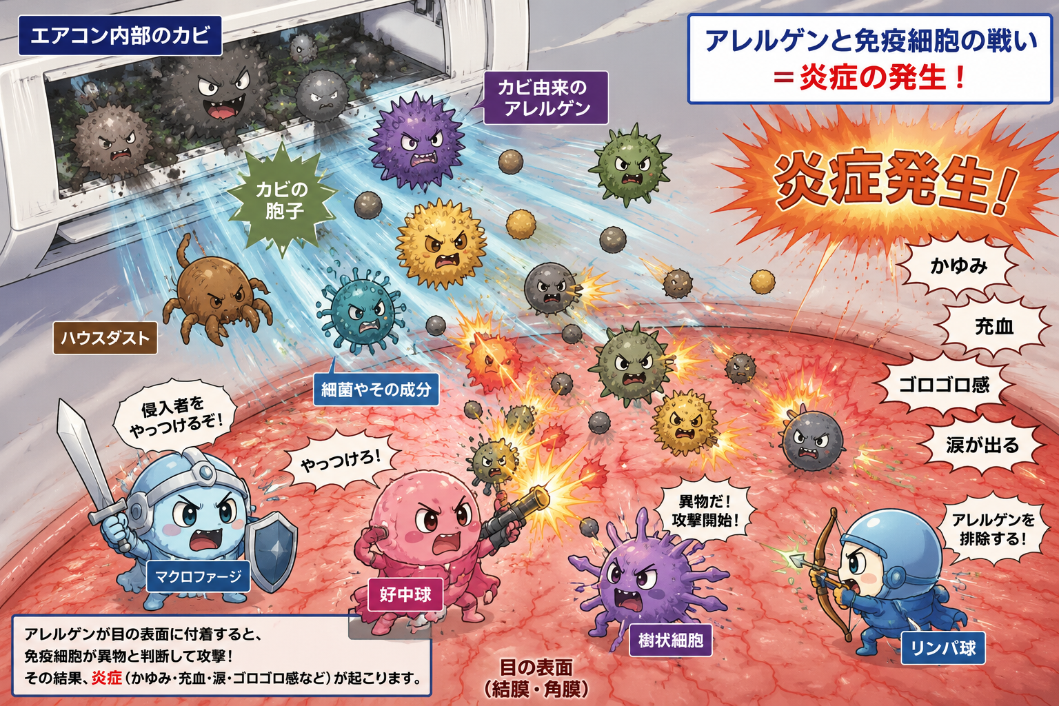 夏になると目がかゆい・充血する…それ、エアコンのカビが原因かもしれません
